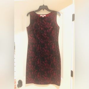 9&Co. Stretchy Red/black Lace Dress Size 10